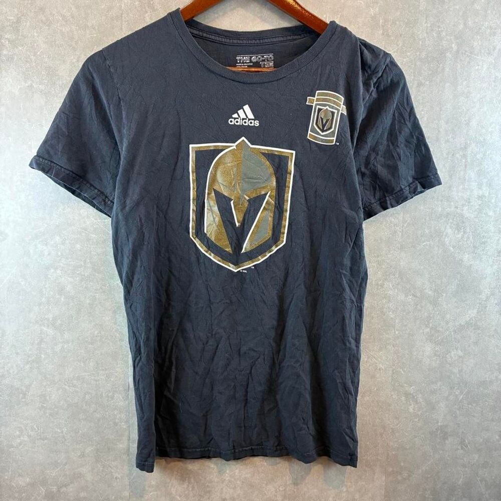 Adidas Men's Black and Grey T-shirt